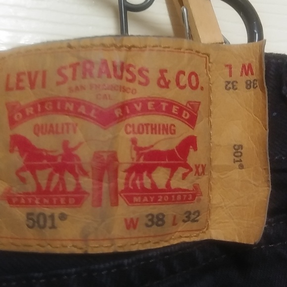 Levis 501 Button Fly Black Jeans W38 L32 - Picture 4 of 6